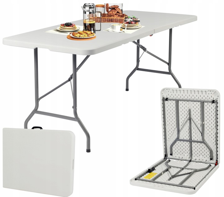 STÓŁ CATERINGOWY SKŁADANY WALIZKA BANKIETOWY OGRODOWY 180 CM WYTRZYMAŁY