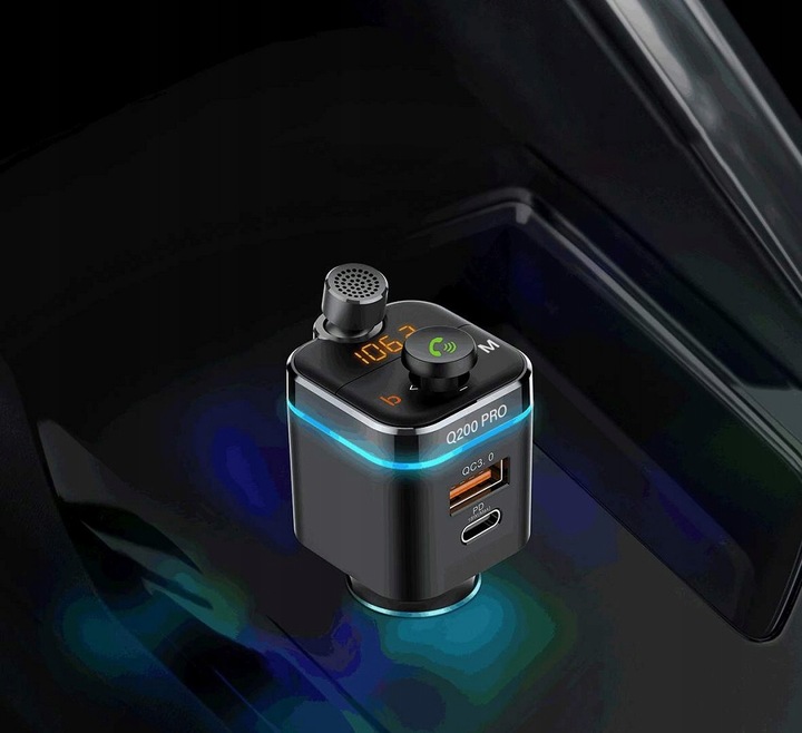Transmiter FM Bluetooth Feegar Q200 PRO Szybka Ładowarka QC 4.0 42W