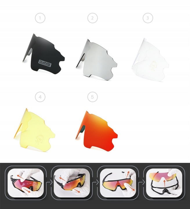 Okulary Rowerowe Polaryzacyjne Sportowe K7 na Rower 5 Szkieł Wymienne Szkła