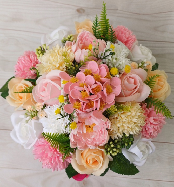 DUŻY FLOWER BOX KWIATY MYDLANE RÓŻE GOŹDZIK NA PREZENT BUKIET