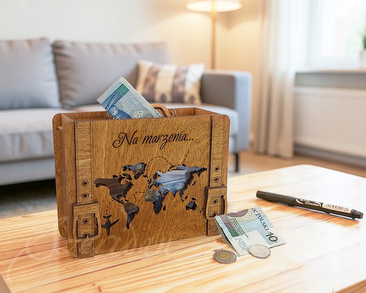 Skarbonka Wykreślana Walizka Prezent Urodziny Oszczędzanie Cel Różne Wzory