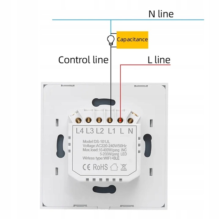 WŁĄCZNIK WYŁĄCZNIK ŚWIATŁA SZKLANY WIFI BIAŁY PODWÓJNY 2G TUYA SMART ⌀60