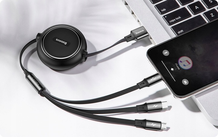 BASEUS MOCNY KABEL USB PRZEWÓD 3w1 do LIGHTNING MICRO TYP-C USB-C 3.5A 1.2M