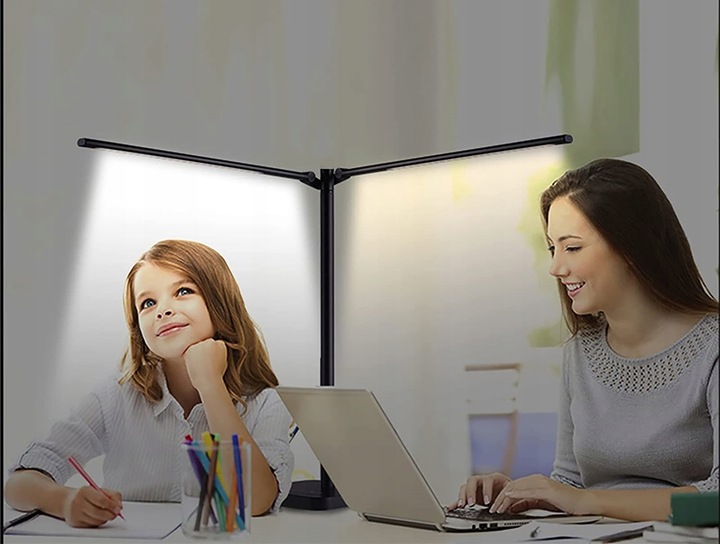Podwójna Lampka Biurkowa LED Lampa na Biurko Kreślarska 24W Aluminium