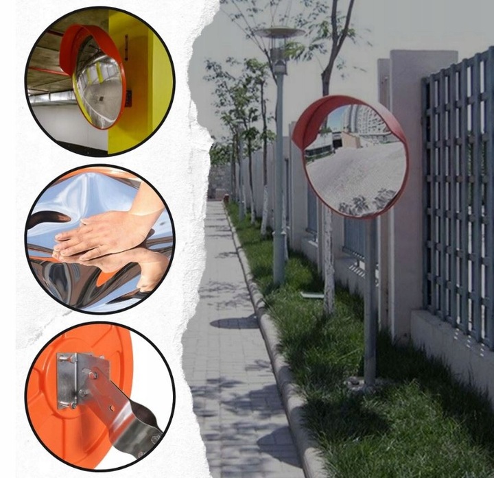 NIETŁUKĄCE LUSTRO WYJAZDOWE DROGOWE MAGAZYNOWE 60CM SFERYCZNE u-18a UCHWYT