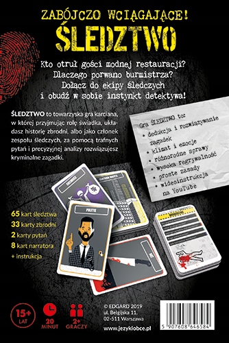 GRA KRYMINALNA ŚLEDZTWO TOWARZYSKA GRA KARCIANA EDGARD GAMES