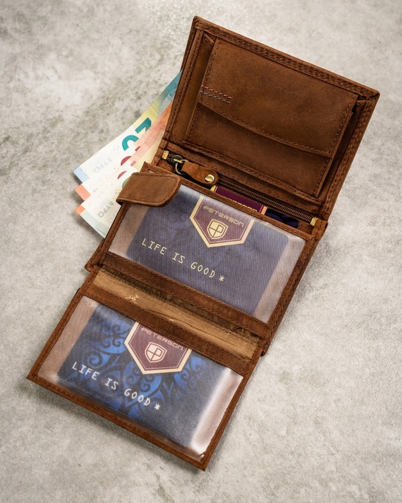 Peterson pionowy portfel męski skóra naturalna