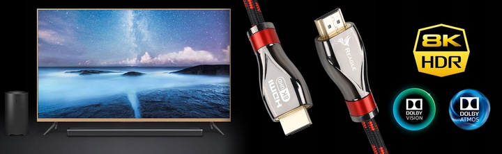 KABEL HDMI 2.1 8K 4K 144Hz 120Hz UHD eARC HDR 48Gbps OLED TV XBOX PS5