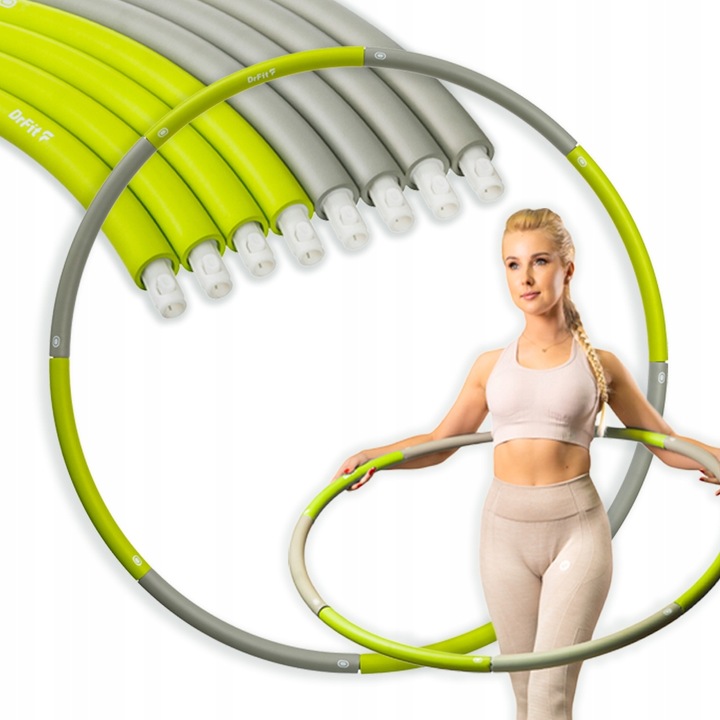 DrFit Hula Hop klasyczne składane odchudzające cardio ø100cm szaro-zielone