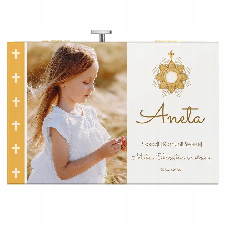 Pamiątka Komunii Świętej Prezent Komunia Szkatułka Pozytywka z Szufladką