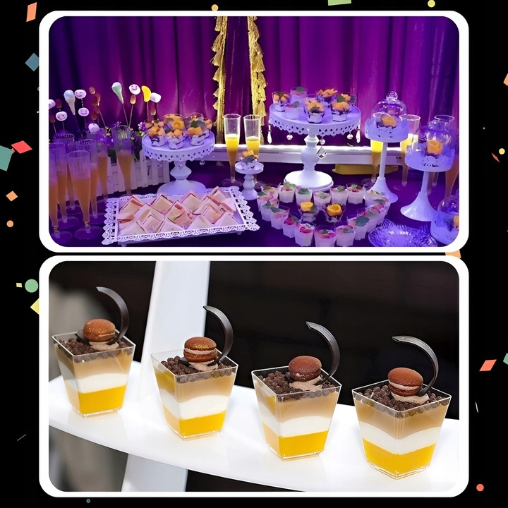 Pucharki Kwadratowe do deserów 120ml 50szt na przekąski desery pojemniki