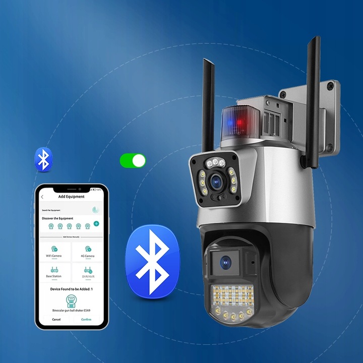 PODWÓJNA KAMERA IP 2W1 ZEWNĘTRZNA OBROTOWA WIFI 2x 3MPx FULL HD+ MONITORING