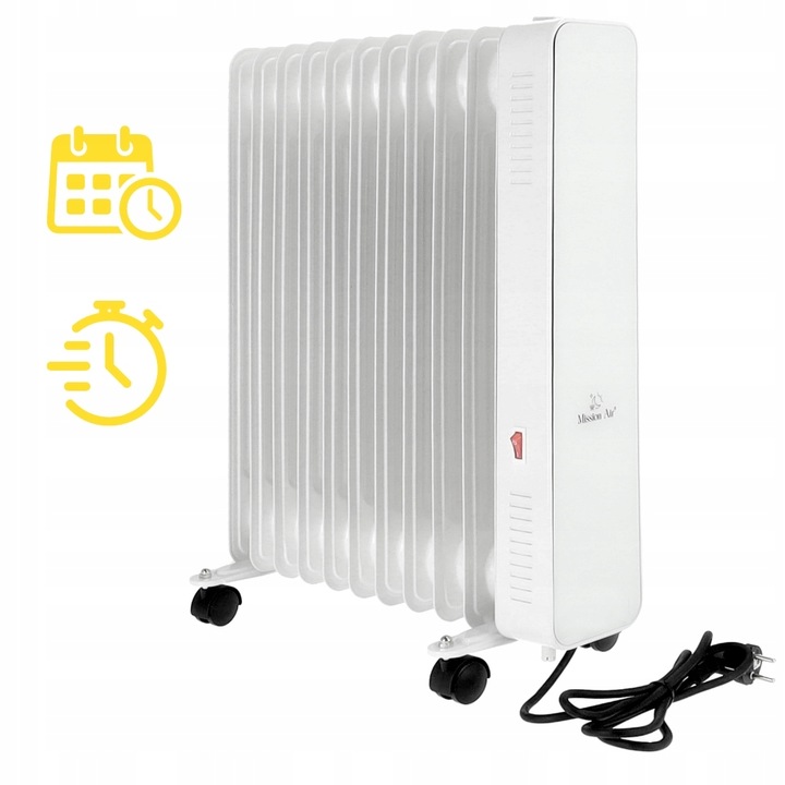 Grzejnik olejowy elektryczny Mission Air OSLO white 2500W biały WIFI TIMER