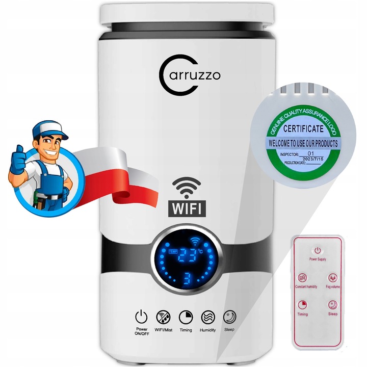 Nawilżacz powietrza SMART HOME WIFI automatyczny AROMATERAPIA OLEJKI PILOT