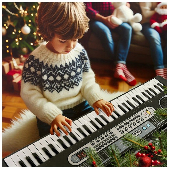 KEYBOARD ORGANY PIANINO 61KLAWISZY DLA DZIECI DO NAUKI TRYB LEKCJI MIKROFON