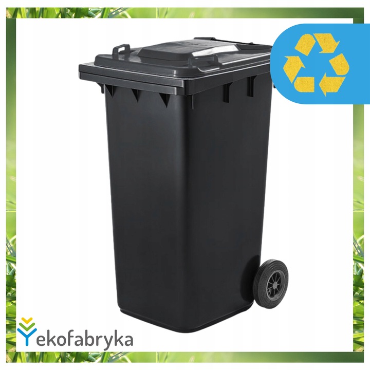 Pojemnik na śmieci 240l odpad ZMIESZANE Kosz WEBER Najwyższa Jakość CZARNY