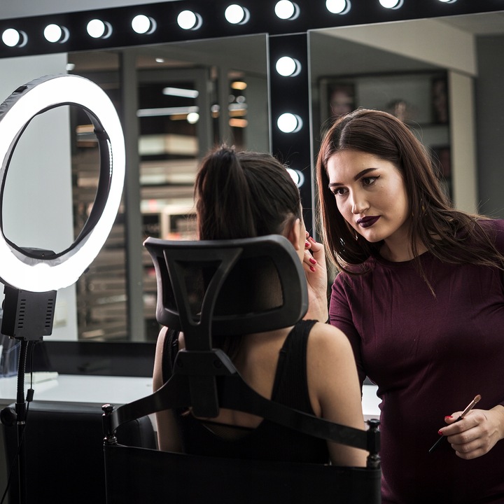 Krzesło do Makijażu Make-Up Wizażu Składane Aluminiowe Zagłówek