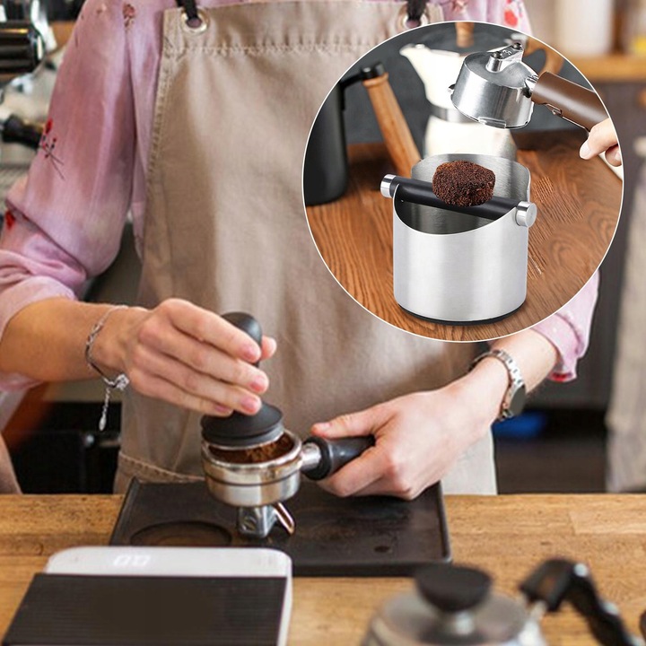 POJEMNIK DO ESPRESSO ZE METAL DRĄŻKIEM POJEMNIK NA FUSY DO SITKA, KNOCK BOX