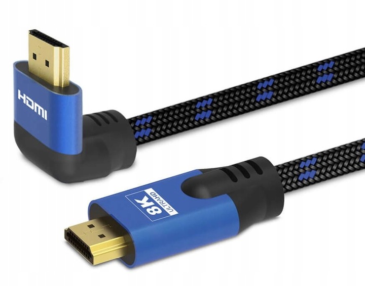 Kabel 1,8m HDMI 2.1 UHD TV 4K 8K Łamany Kątowy 90°
