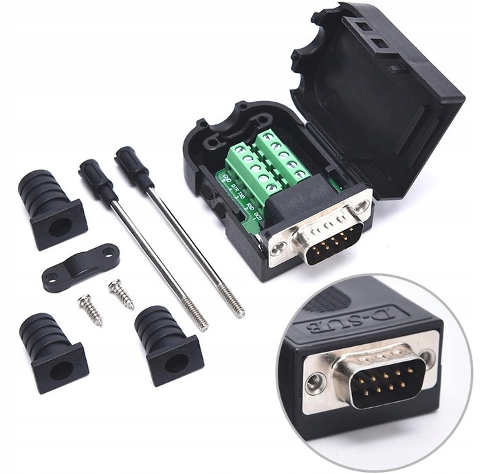 ADAPTER MĘSKI DB9 RS232 REDUKTOR KONWERTER NA KABEL D-SUB ROZBIERALNY