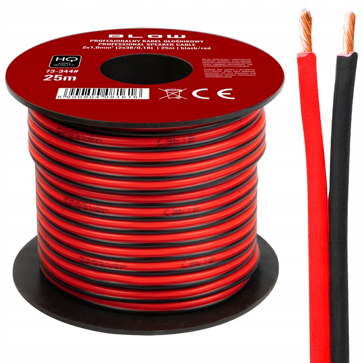 KABEL DWUŻYŁOWY PRZEWÓD GŁOŚNIKOWY HQ 2x1 SZPULA 25m PRZEZROCZYSTY LED