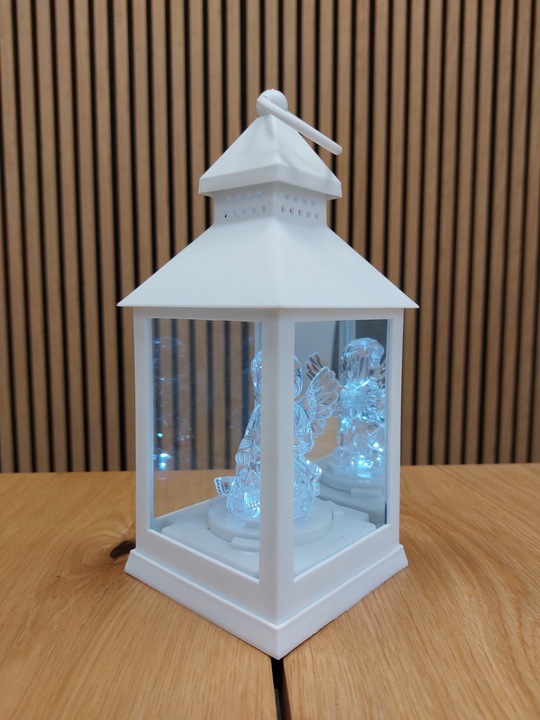 LAMPION Z ANIOŁKIEM ŚWIECĄCY NA BATERIE R6 LATARENKA BIAŁY ANIOŁ ZNICZ