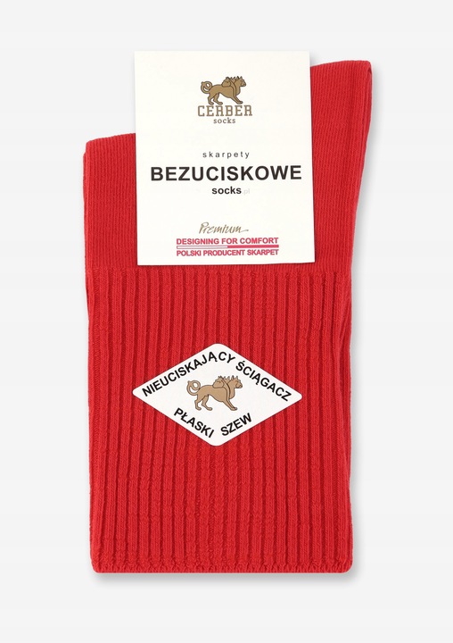Skarpetki Damskie Bawełniane Bezuciskowe Polskie Cerber 36/38 Czerwony