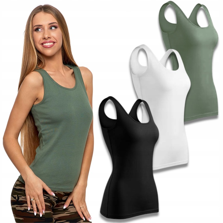 3x DAMSKI Tank TOP Bawełniany Moraj Podkoszulka Zestaw Komplet 3szt r. S