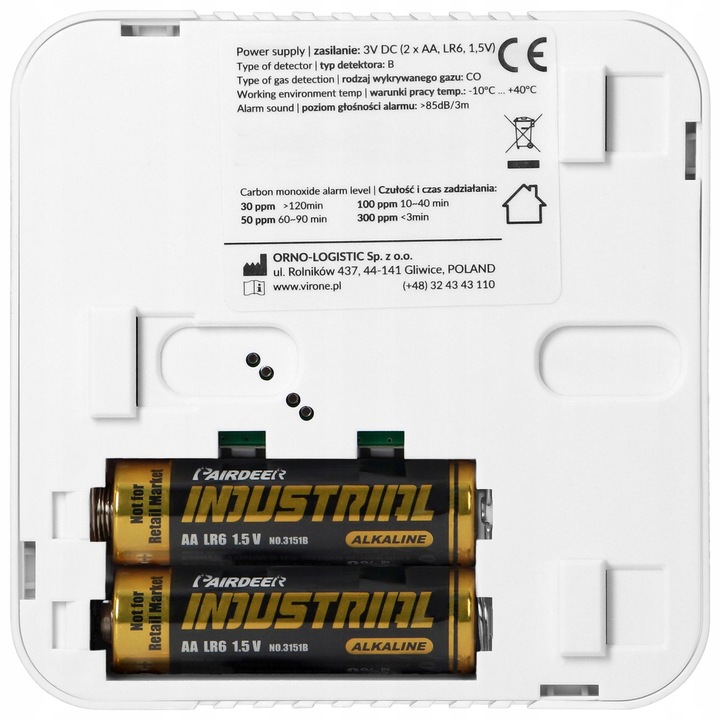 Czujnik Czadu Detektor Tlenku Węgla Bezprzewodowy 85db 10 LAT +