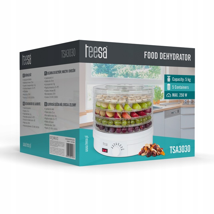 Suszarka spożywcza do grzybów warzyw owoców ziół 250W Teesa