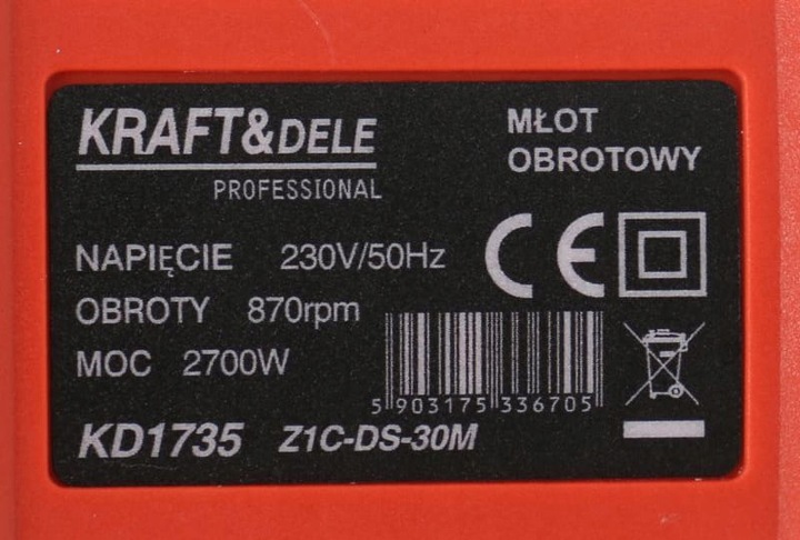 MŁOT UDAROWY MŁOTOWIERTARKA SDS+ 2700W 6J WALIZKA SDS PLUS + WIERTŁA