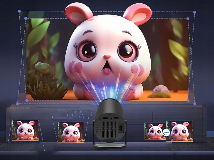 PROJEKTOR RZUTNIK ANDROID TV WIFI MINI 4K PRZENOŚNY SMART CZARNY