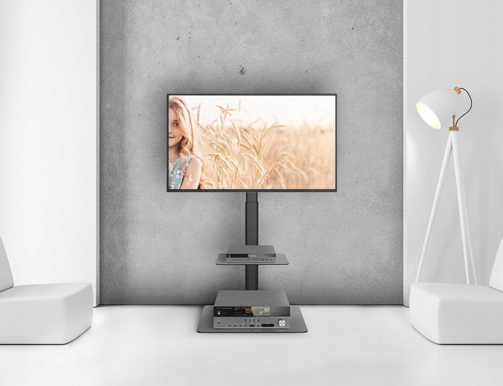 Podłogowy STOJAK TV pod telewizor z półką Uniwersalny Obrotowy