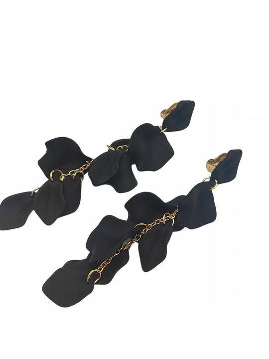 Klipsy akrylowe długie wiszące czarne boho c105