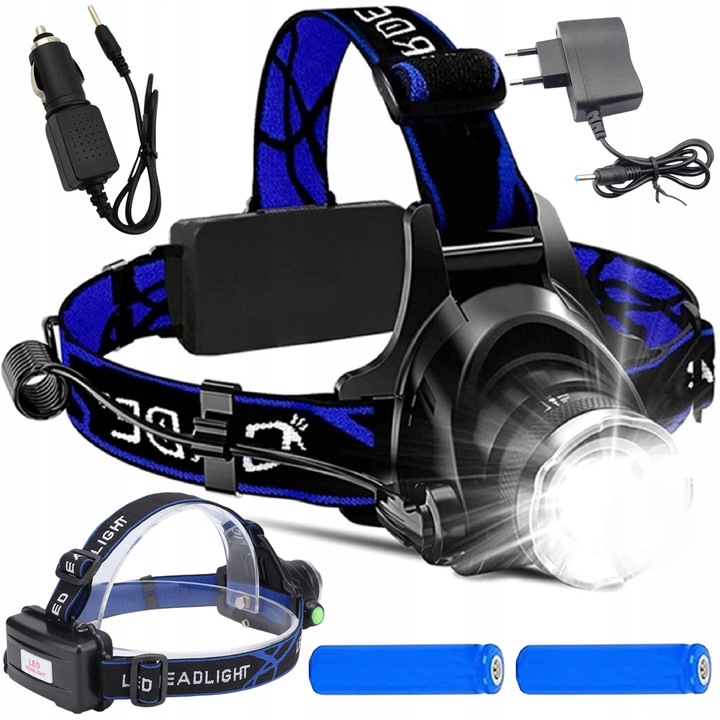 LATARKA CZOŁOWA CZOŁÓWKA LAMPKA 1 LED FUKCJA ZOOM Z ŁADOWARKAMI REGULOWANA