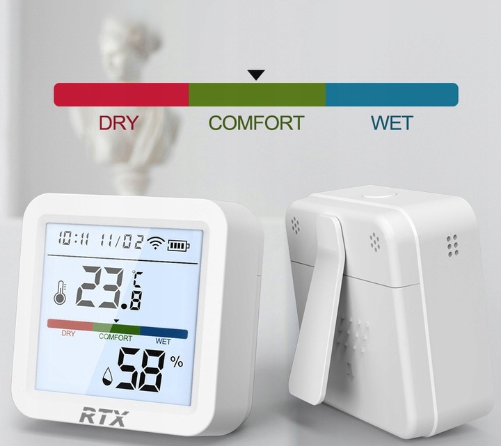 Czytelny Czujnik Sensor Temperatury Wilgotności LCD Zigbee Tuya