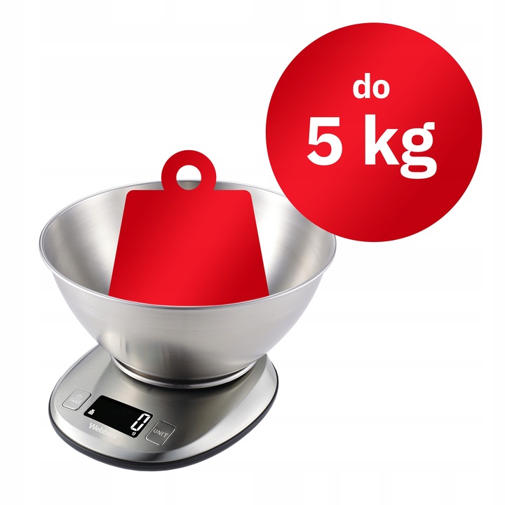 Waga kuchenna WEBBER EK4390 INOX stal nierdzewna LCD 5kg 1g misa
