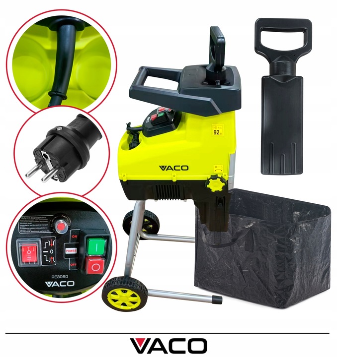 ROZDRABNIACZ ELEKTRYCZNY DO GAŁĘZI 3000W Rębak VACO + Kosz GRATIS