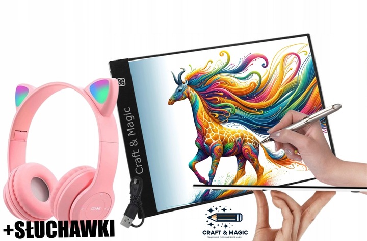 TABLET GRAFICZNY ZESTAW 5W1 DESKA KREŚLARSKA DO RYSOWANIA PREZENT+GRATISY