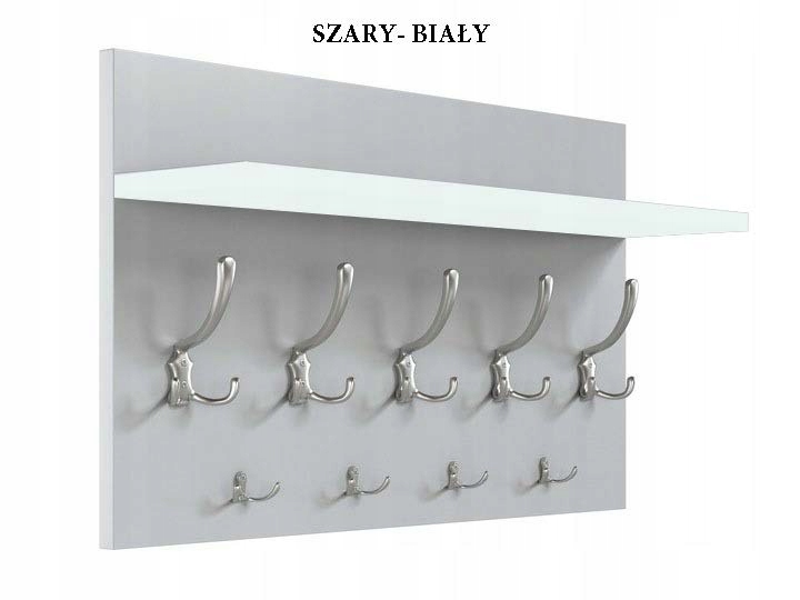 WIESZAK NA UBRANIA - PÓŁKA DO HOLU, NA KURTKI -9 UCHWYTÓW - 9 KOLORÓW