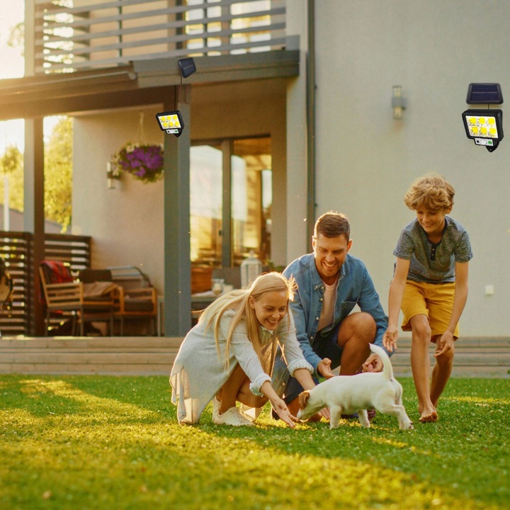 LAMPA SOLARNA LED DO OGRODU GARAŻU Z CZUJNIKIEM ZMIERZCHU RUCHU + PILOT