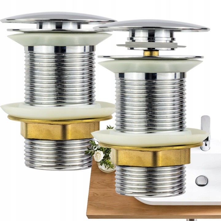 KOREK KLIK KLAK DO UMYWALKI BEZ PRZELEWU CHROM MOSIĄDZ KOREK