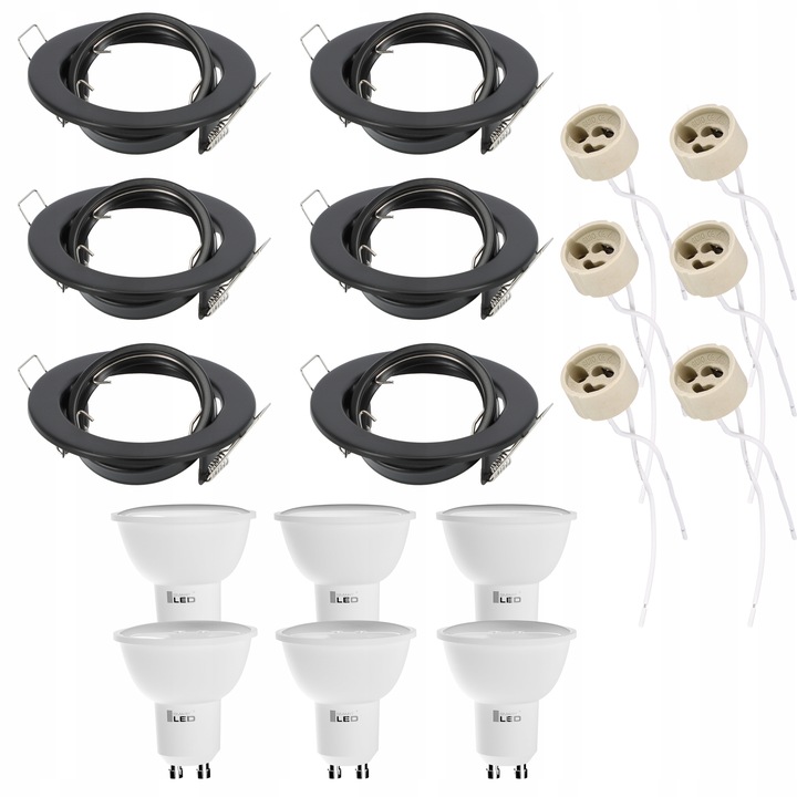 Zestaw 6x Oprawa sufitowa halogenowa 6x GU10 5W