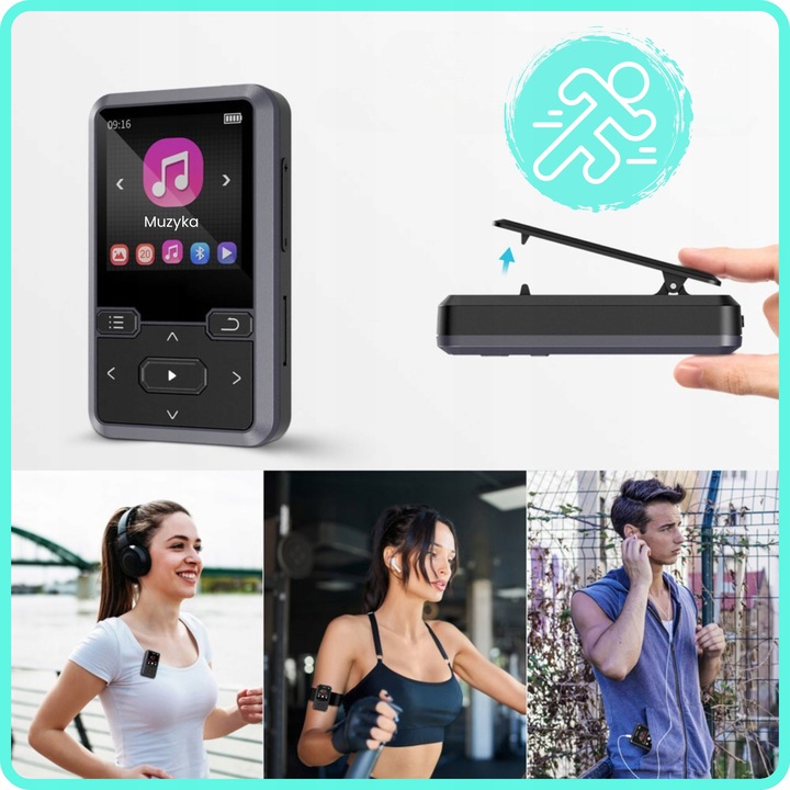 Odtwarzacz MP3 Bluetooth Przenośny 32GB HiFi Radio fm Krokomierz