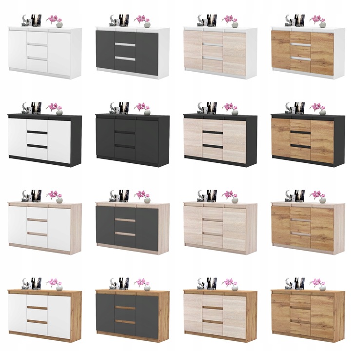 Komoda WOTAN BIALA z szufladami Duza Szafka AGA 120cm do Sypialni