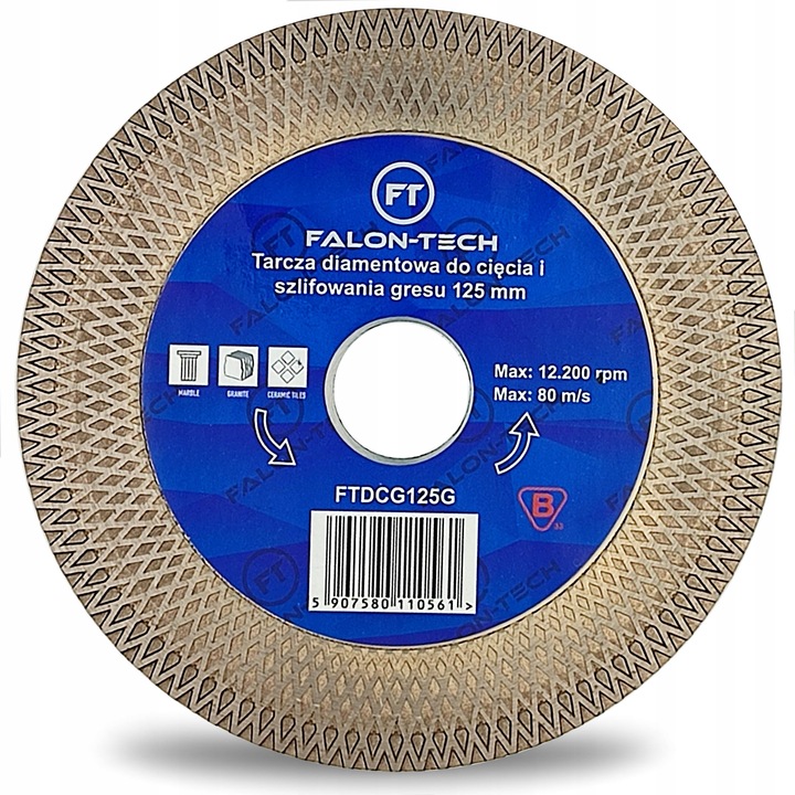 TARCZA 125mm DIAMENTOWA DO PŁYTEK GRESU GLAZURY SZLIFOWANIA CIĘCIA 45°