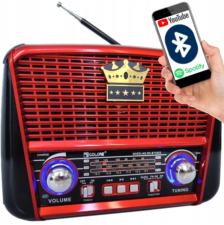 RADIO RETRO PRZAENOŚNE KUCHENNE SOLAR BLUETOOTH AKUMULATOR USB
