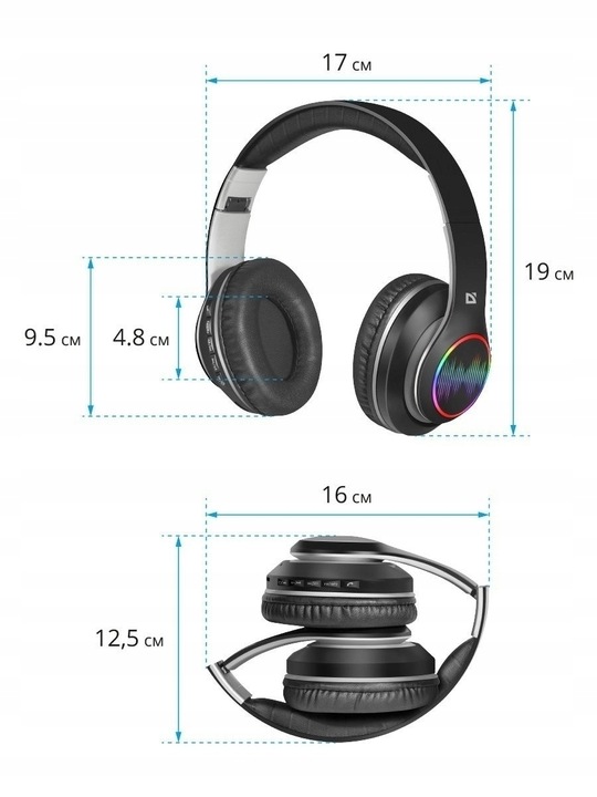 Słuchawki Bezprzewodowe Nauszne Mikrofon LED MP3 Bluetooth 5.3