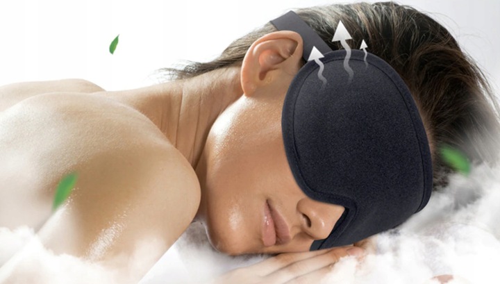 OPASKA NA OCZY DO SPANIA MASKA 3D REGULOWANA CZARNA + ZATYCZKI DO USZU