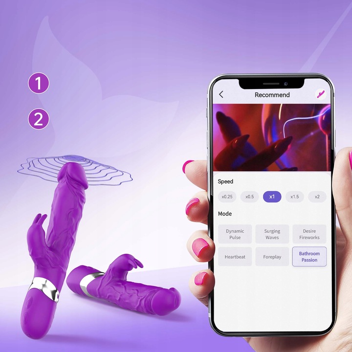 damski wibrator łechtaczk posuwisty z 7 różnymi funkcjami wibracji APP